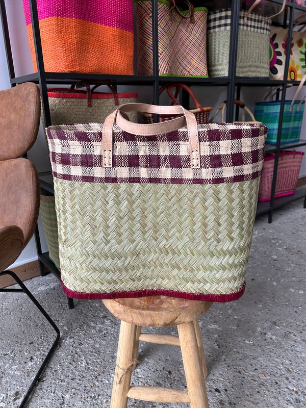 Picnic Burgundy - Handmade (boodschappen) tas