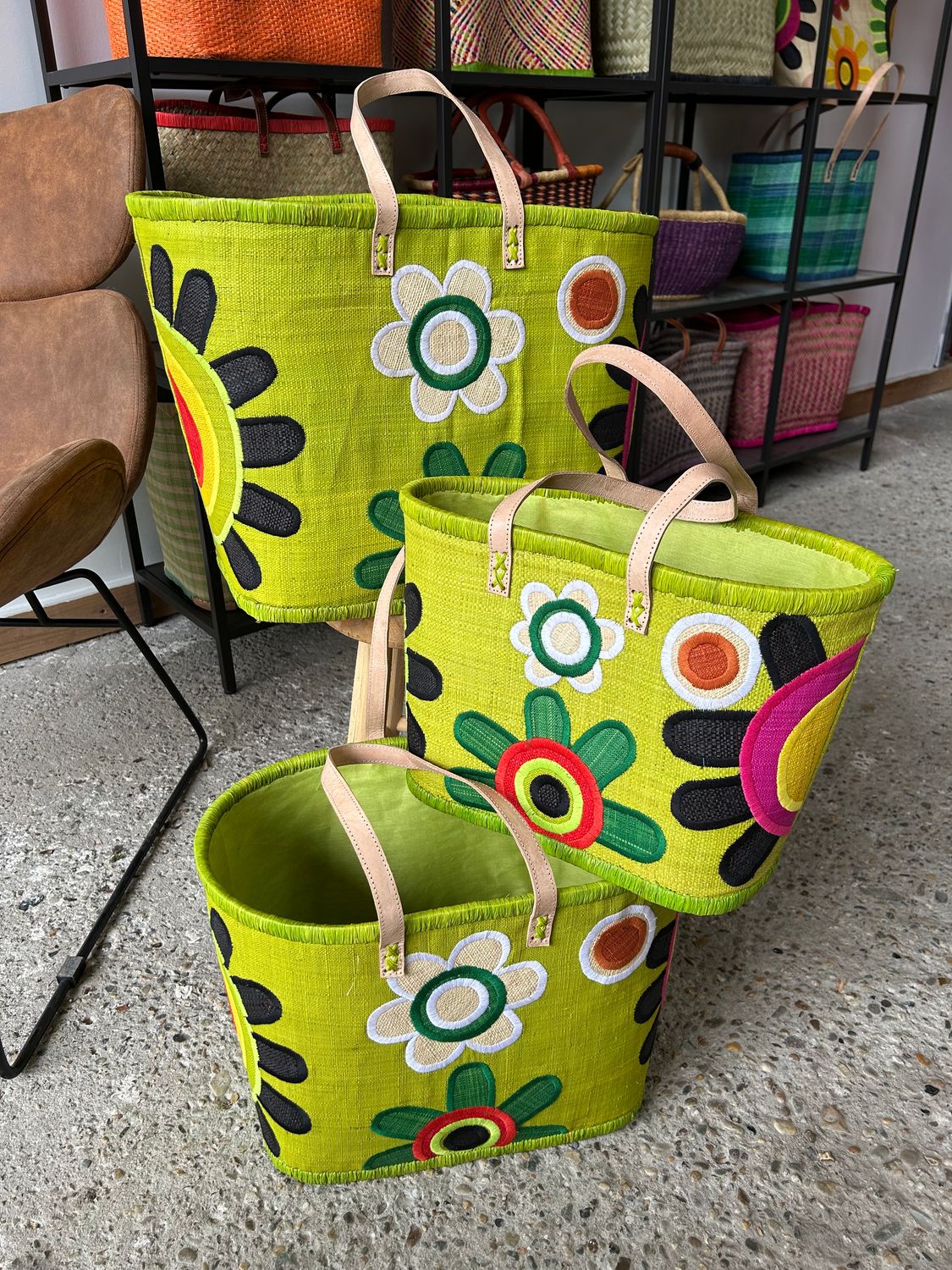 Triple Flower Power Green - Set van 3 (S,M,L) Triple Flower Power Green - Set van 3 (S,M,L)