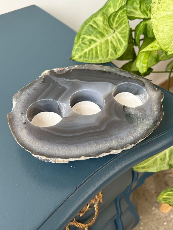 Agaat waxinelichtjes houder (3 gaten) Agaat waxinelichtjes houder (3 gaten)