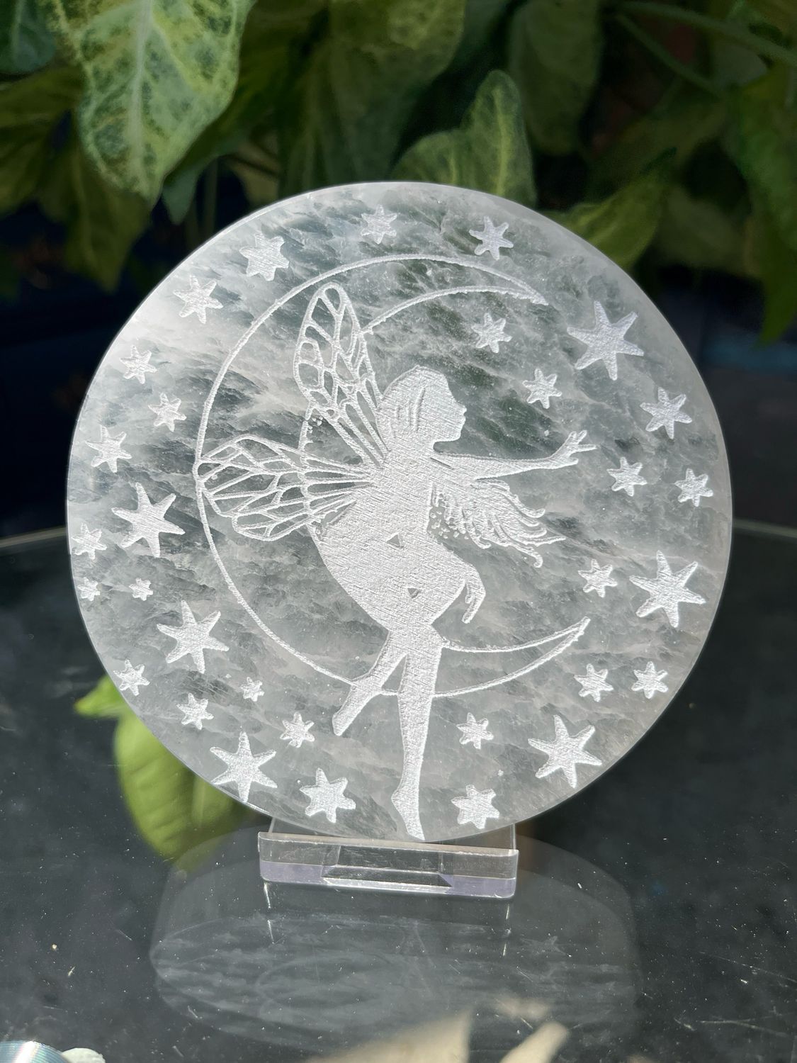 Seleniet fairy-moon ronde oplaad disc Seleniet fairy-moon ronde oplaad disc