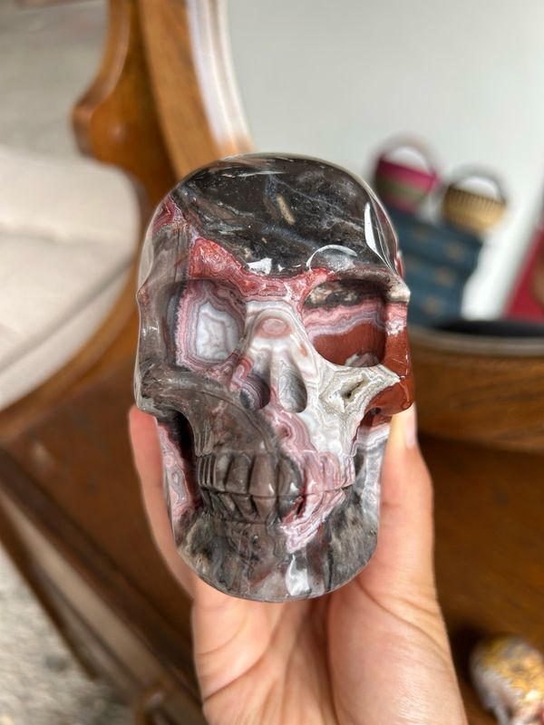 Grote crazy lace agaat skull