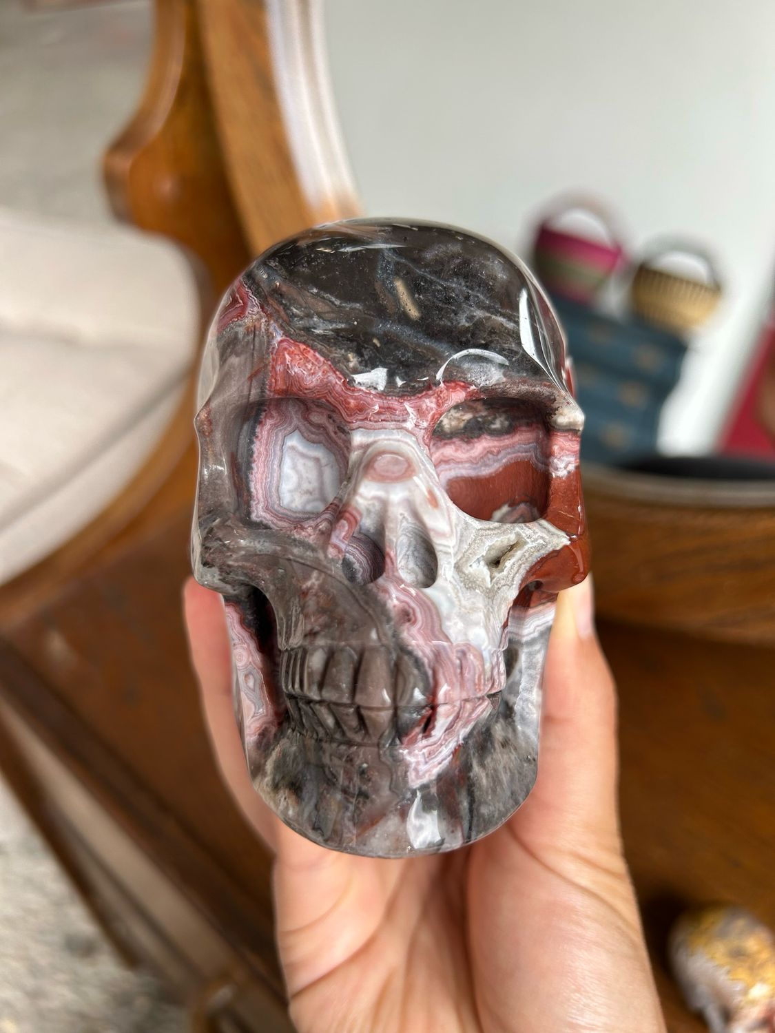 Grote crazy lace agaat skull