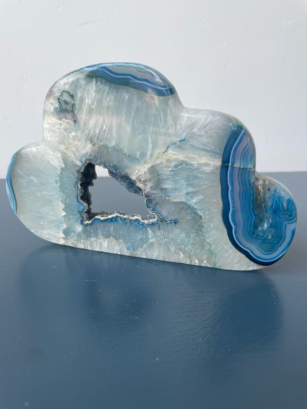 Druzy agaat wolk (blauw gebeitst)