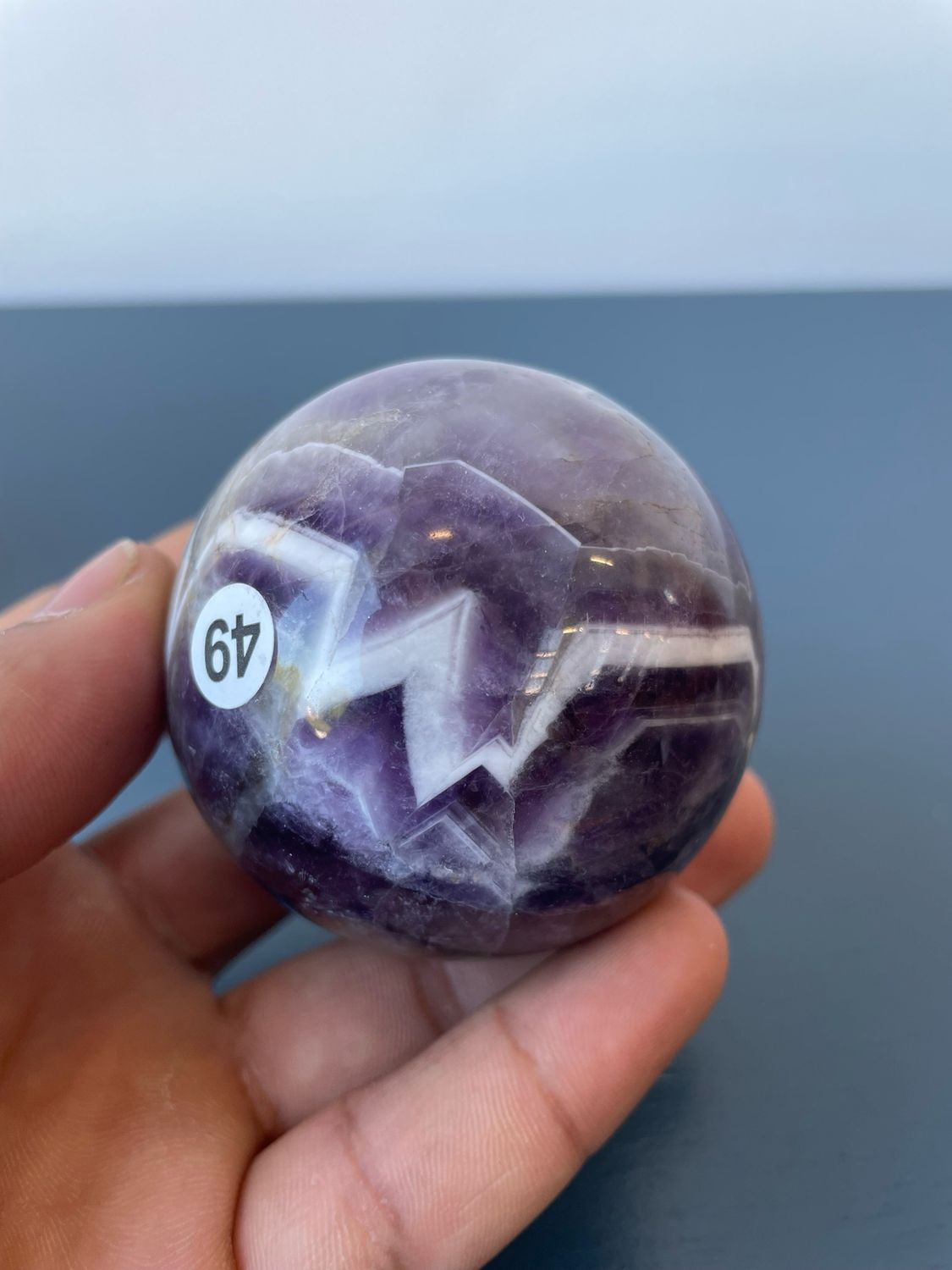 Chevron amethist bol + gratis hematiet ring