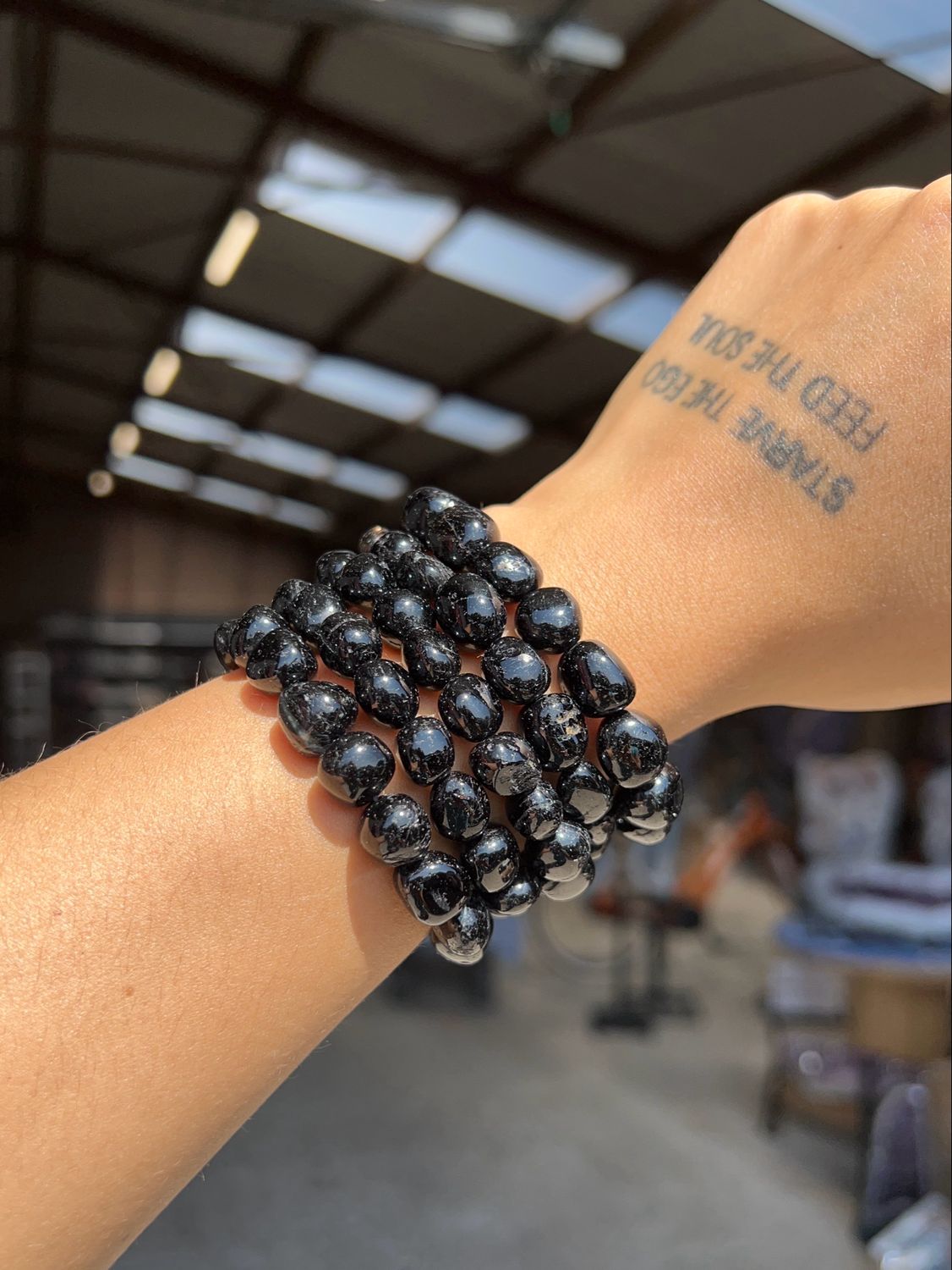 Zwarte toermalijn getrommelde armband Zwarte toermalijn getrommelde armband