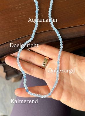 Aquamarijn ketting facet geslepen 4mm Aquamarijn ketting facet geslepen 4mm