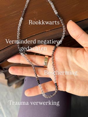 Rookkwarts ketting 4mm facet geslepen