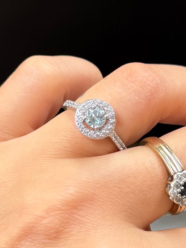 Blauwe topaas ring zilver 925 (maat 16,8)