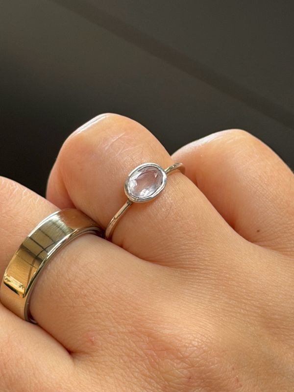 Rozenkwarts ring zilver 925 ( maat 16,5)