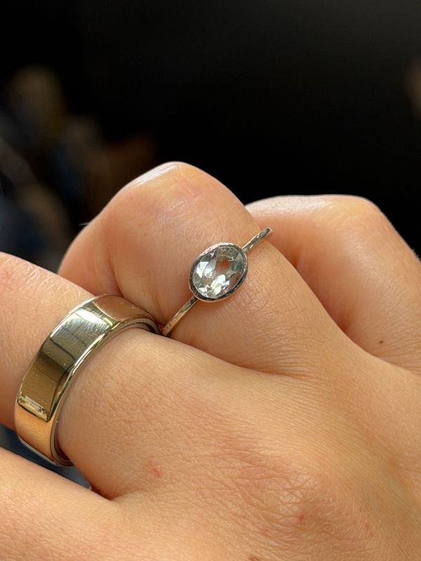 Prasioliet (groene amethist) ring zilver 925 (maat 17,5)