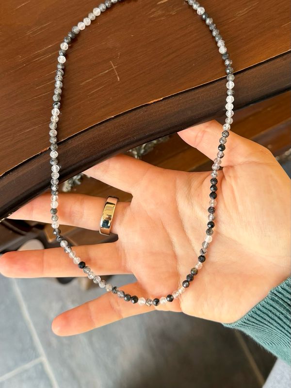 Toermalijnkwarts ketting 4mm facet geslepen Toermalijnkwarts ketting 4mm facet geslepen