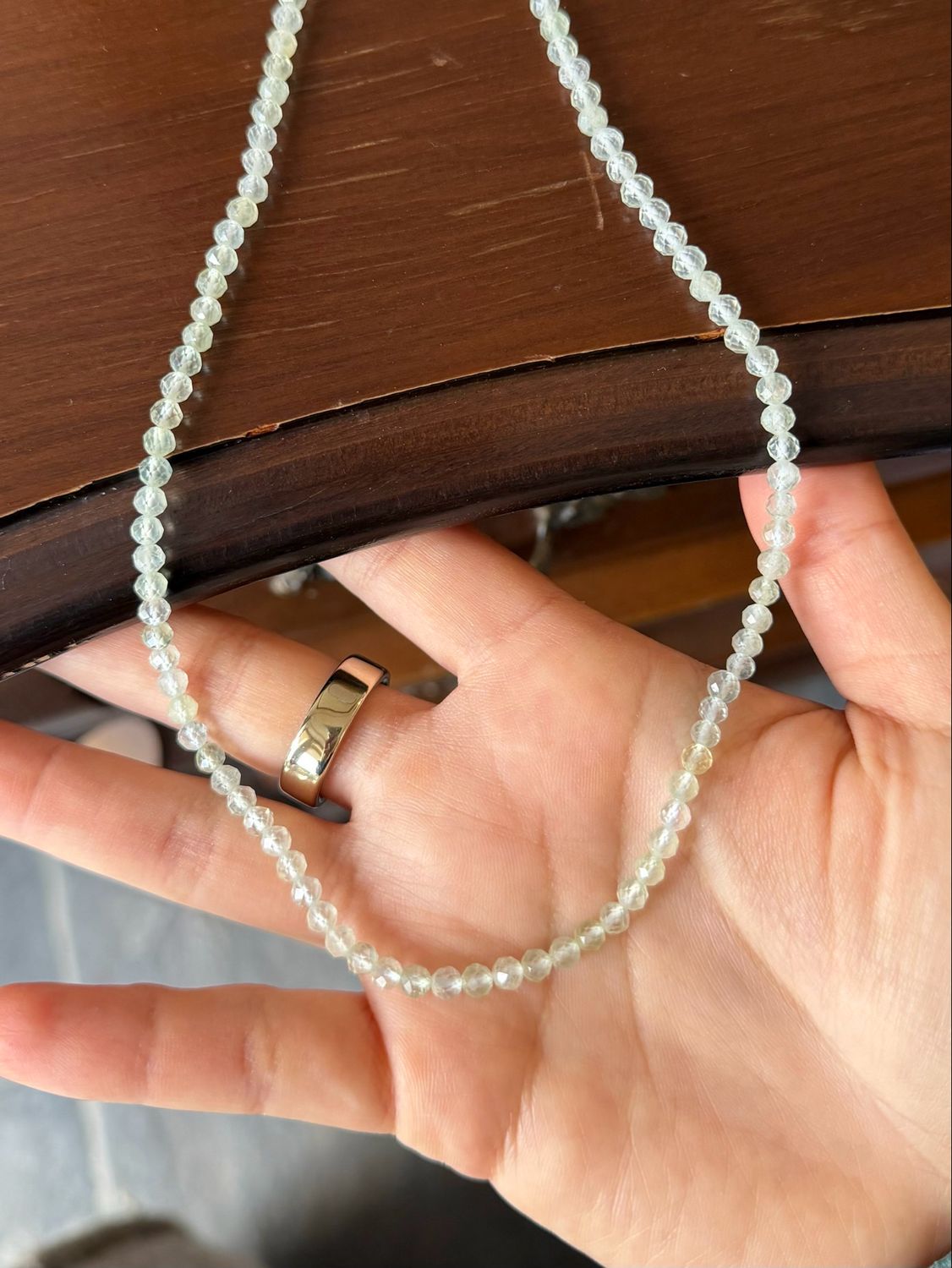 Prehniet ketting 4mm face geslepen Prehniet ketting 4mm face geslepen