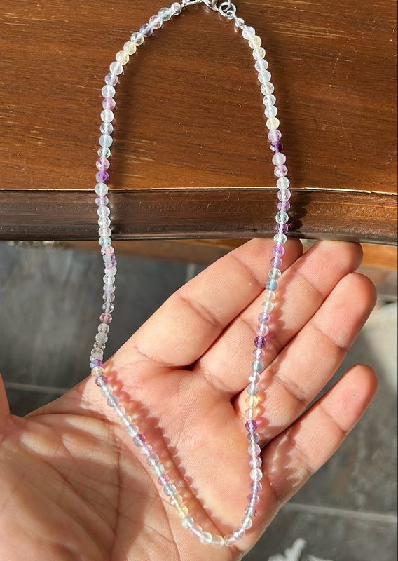 Fluoriet ketting 4mm facet geslepen Fluoriet ketting 4mm facet geslepen