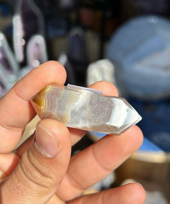 Druzy Agaat dubbeleinder Druzy Agaat dubbeleinder