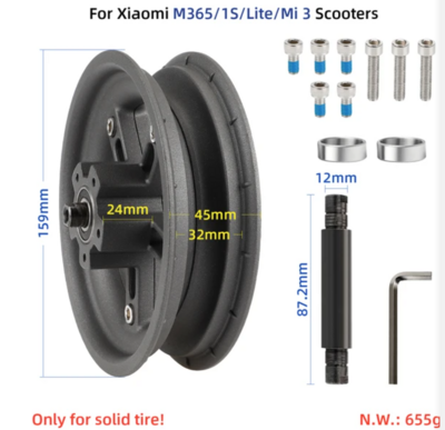 Xiaomi REAR Wheel Split Rim for solid tyres - suit M365 / 1S / Lite / Mi3