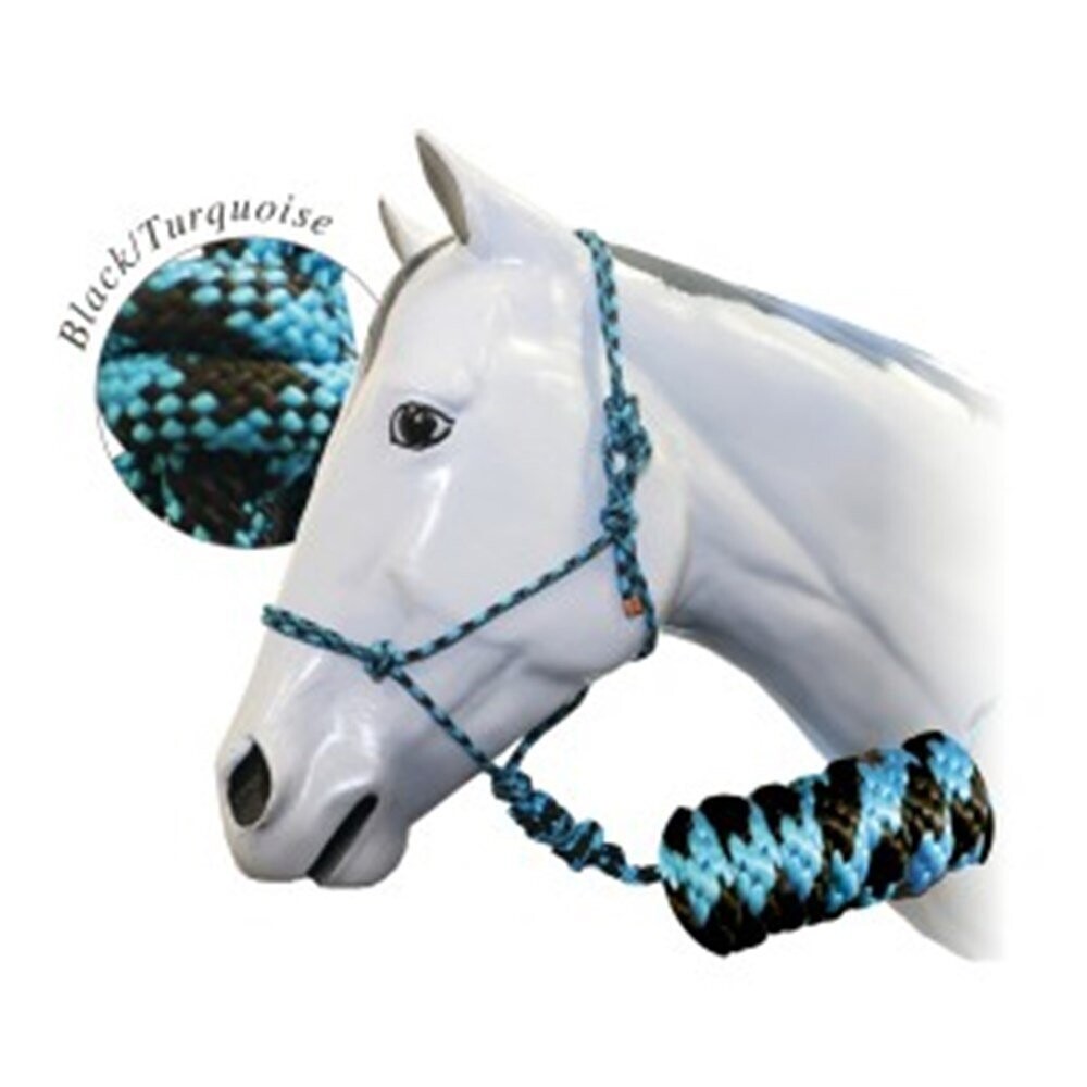 Fort Worth Rope Halter with Lead, Colour: Black /Turquoise