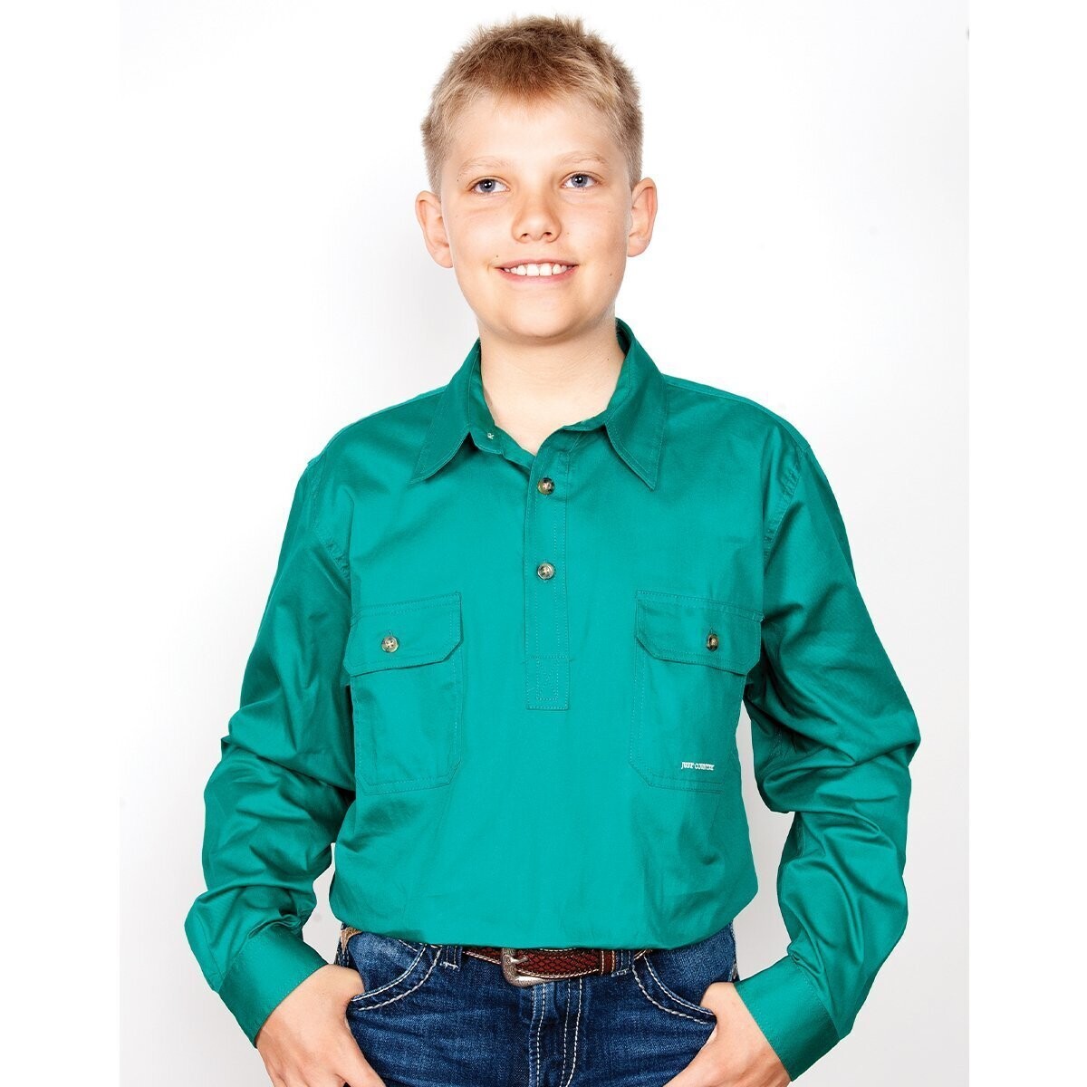 Just Country Boys Lachlan ½ Button Workshirt, Size: XSmall, Colour: Cobalt