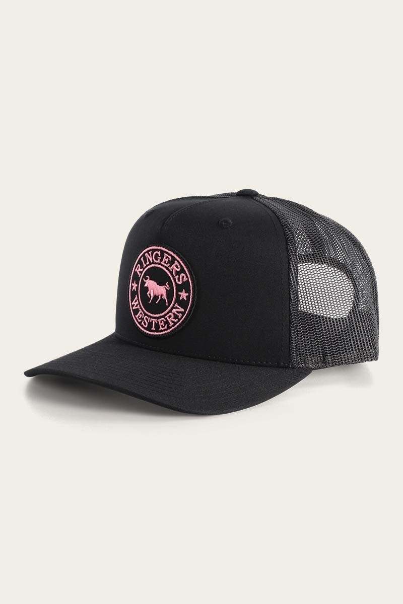 Ringers Western Trucker Cap, Colour/Style: Signature Bull Black with Pink