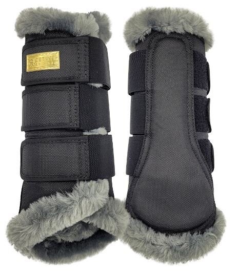 Zilco Estate Fleece Brushing Boots, COLOUR: Black/Grey