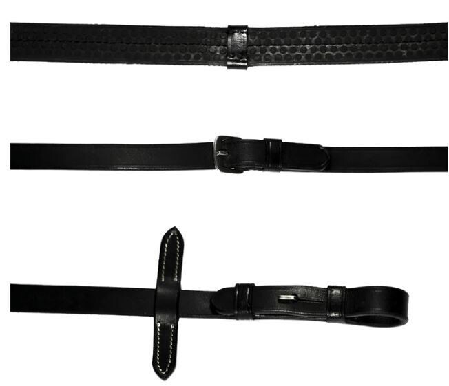 Lumiere Leather & Rubber Grip Reins, Size: Pony, Colour: Black