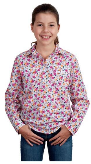 Just Country Girls Harper ½ Button Workshirt, Colour: White Lattice, Size: XSmall