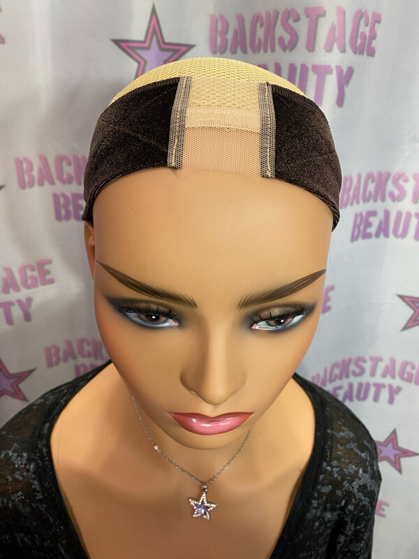 Velvet w/Elastic Back &amp; Lace Part - BROWN