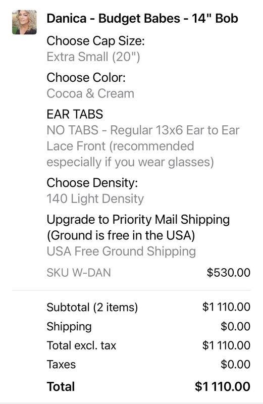 Layaway - 2 Wigs - 1st Payment