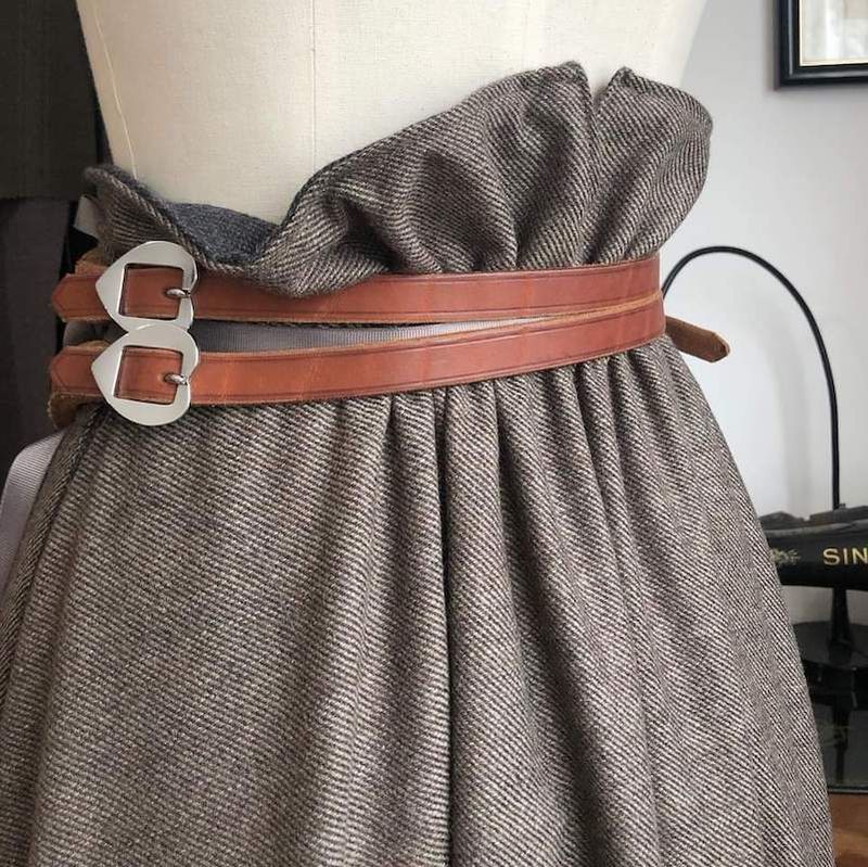 Hand stitched Leather Belt double strap