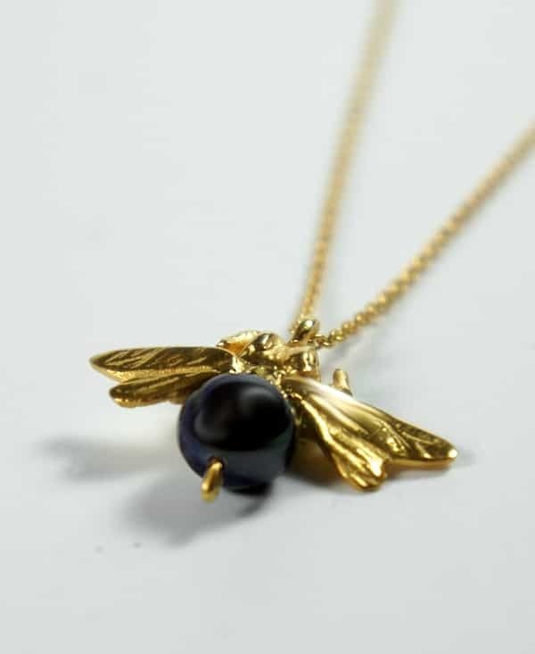 Gold and Grey Pearl Pendant