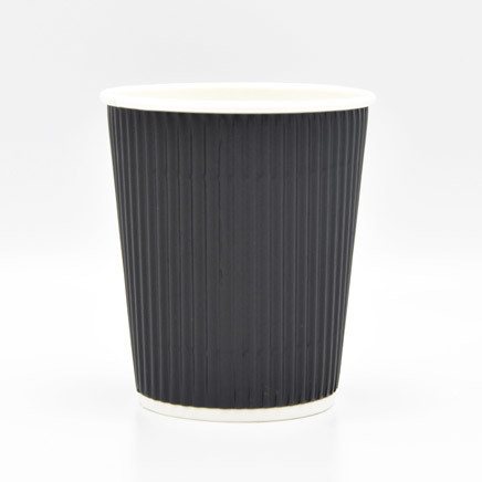 KARTONNEN RIPPLE WALL ZWART KOFFIEBEKERS 8OZ/220CC - 500 ST/DS
