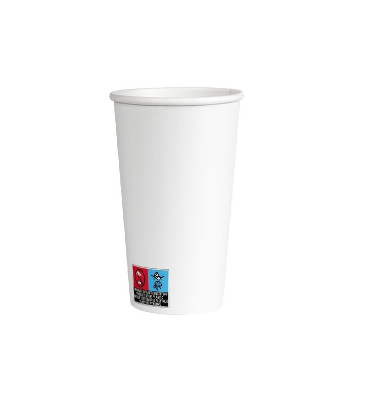 Koffiebekers Karton WIT 500CC/20 OZ - 1.000ST/DS,