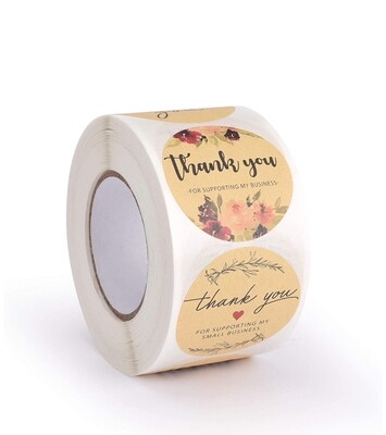 1.5&quot; Brown - Multiple designs Thank You Stickers