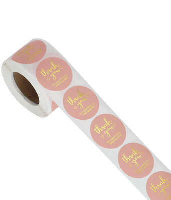 1 Inch Pink Thank You Stickers