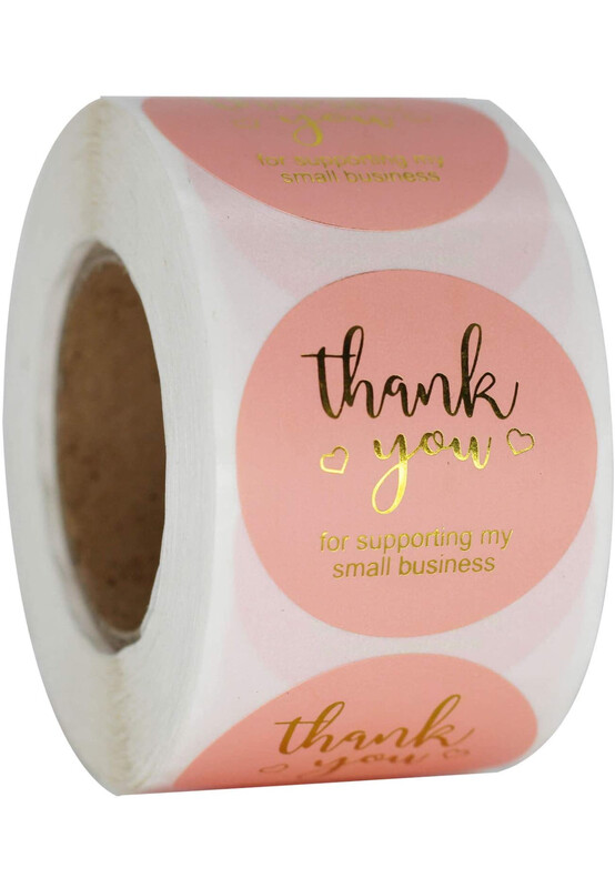 1 Inch Pink Thank You Stickers