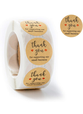 1 Inch Brown Thank You Stickers