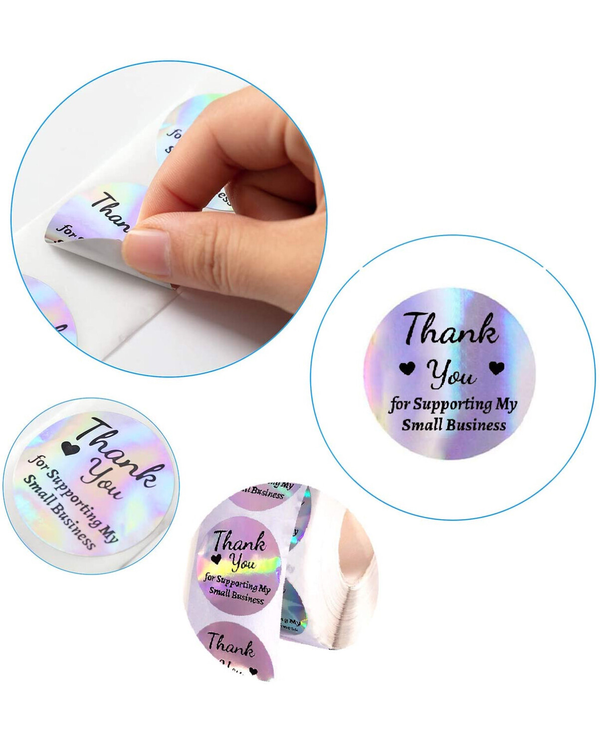 1.5 Inch Holographic Thank You Stickers