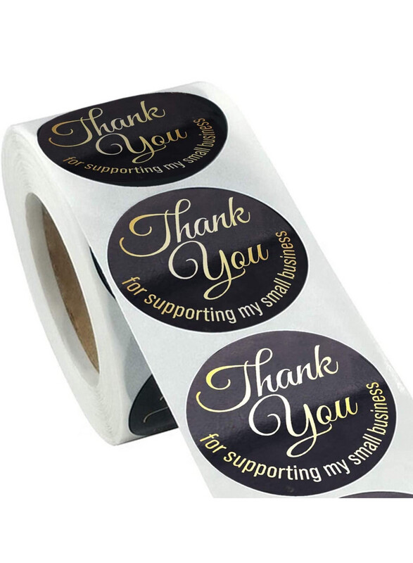 1.5 Inch Black Thank You Stickers