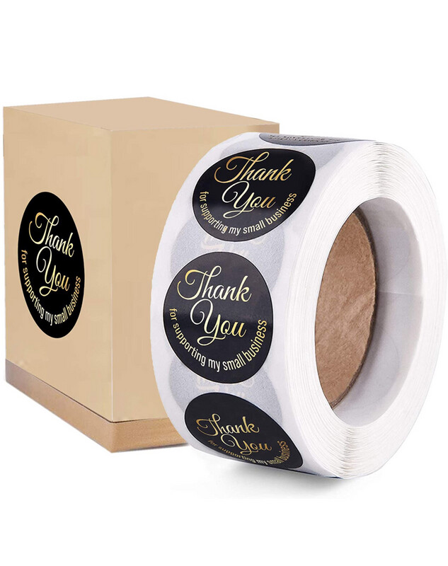 1.5 Inch Black Thank You Stickers