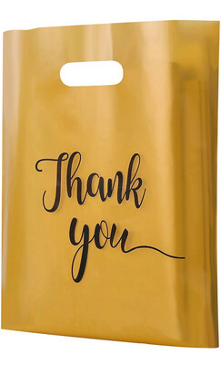 12x15 Inches Gold Thank You Bags