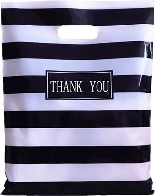 12x16 Inches Black &amp; White Striped Shopping Bags