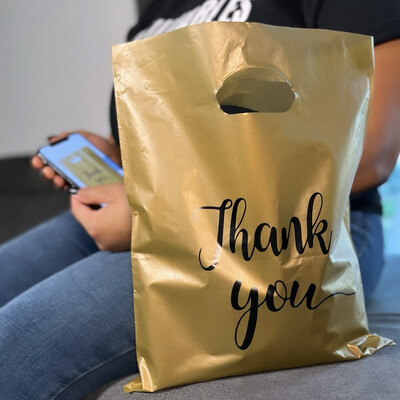 12x15 Inches Gold Thank You Bags