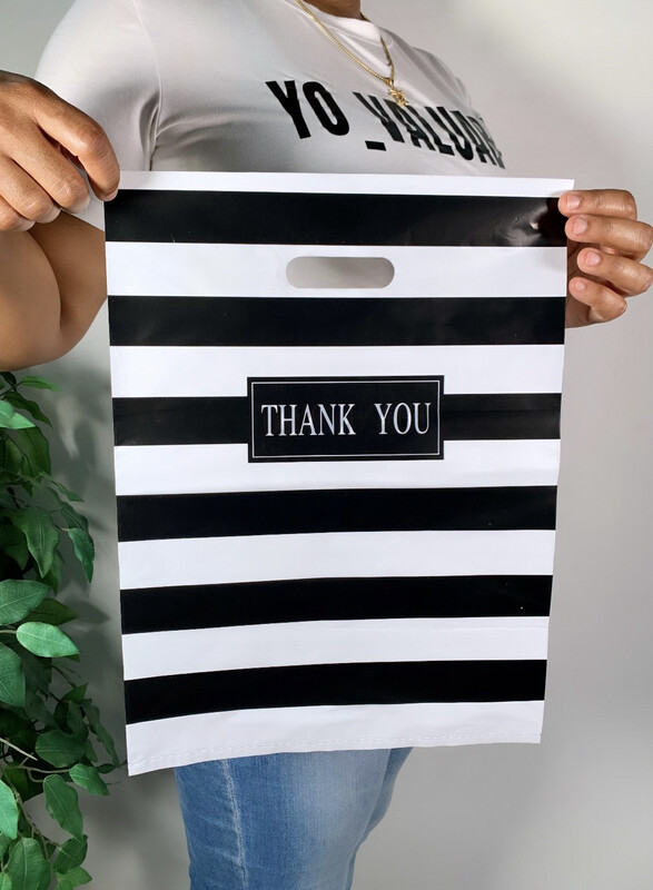 12x16 Inches Black &amp; White Striped Shopping Bags