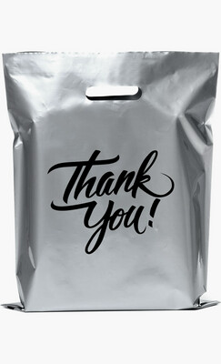 16x18&quot; Silver Thank You Shopping Bags