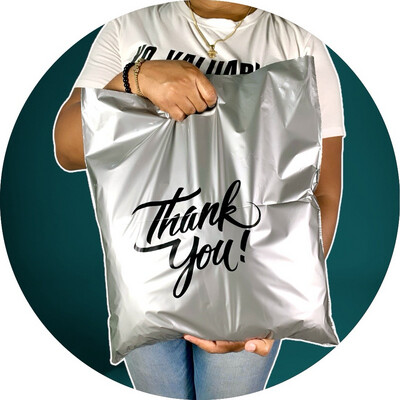 16x18&quot; Silver Thank You Shopping Bags