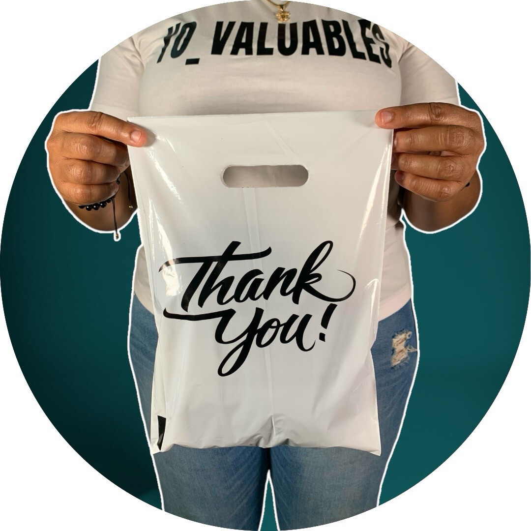 9x12 Inches White Thank You Shopping Bags