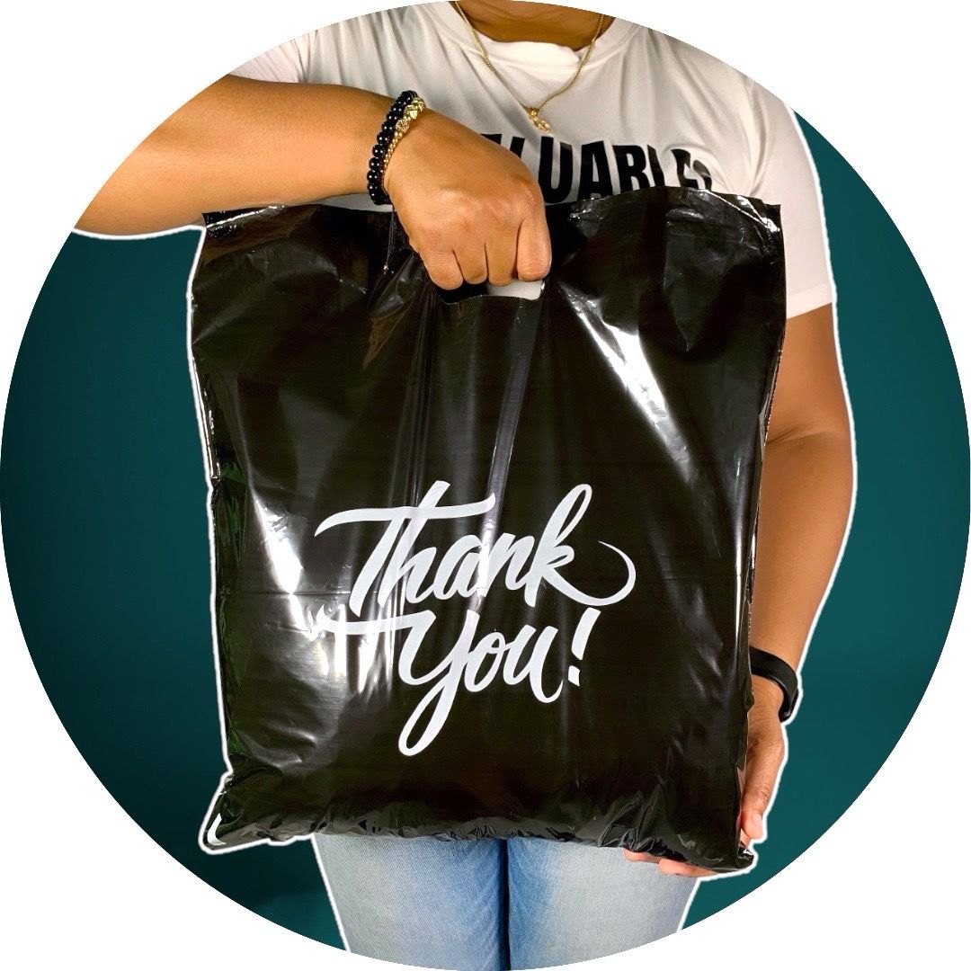 16x18&quot; Black Thank You Shopping Bags