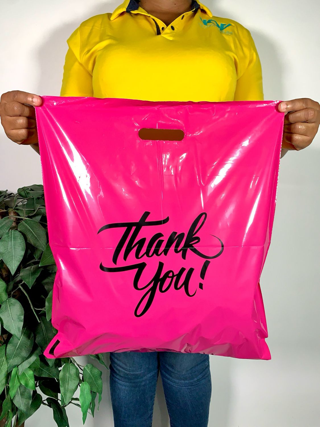 16x18&quot; Pink Thank You Shopping Bags