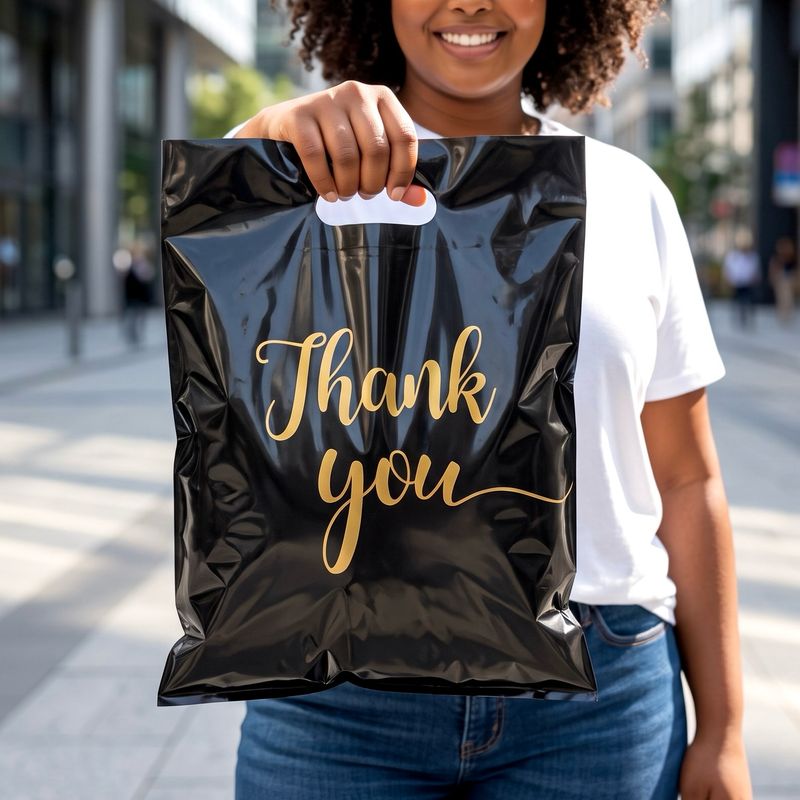 12x15” Black Thank You Bags (Gold Writing)