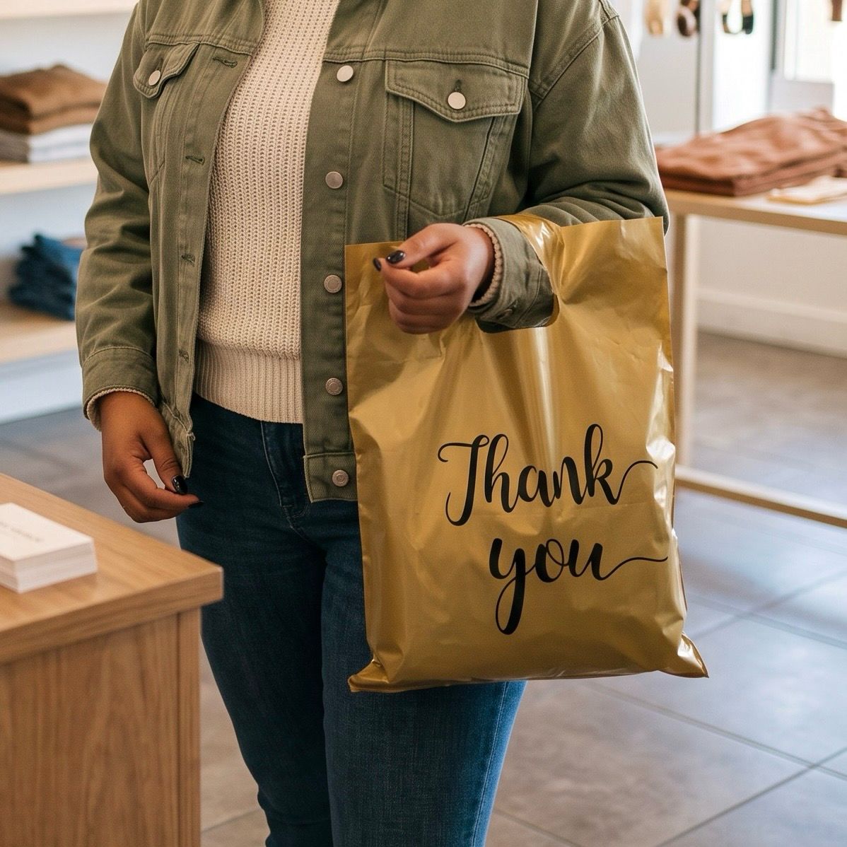 12x15 Inches Gold Thank You Bags