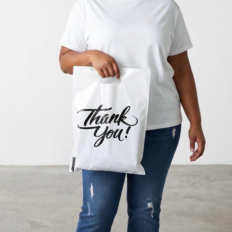 9x12 Inches White Thank You Shopping Bags